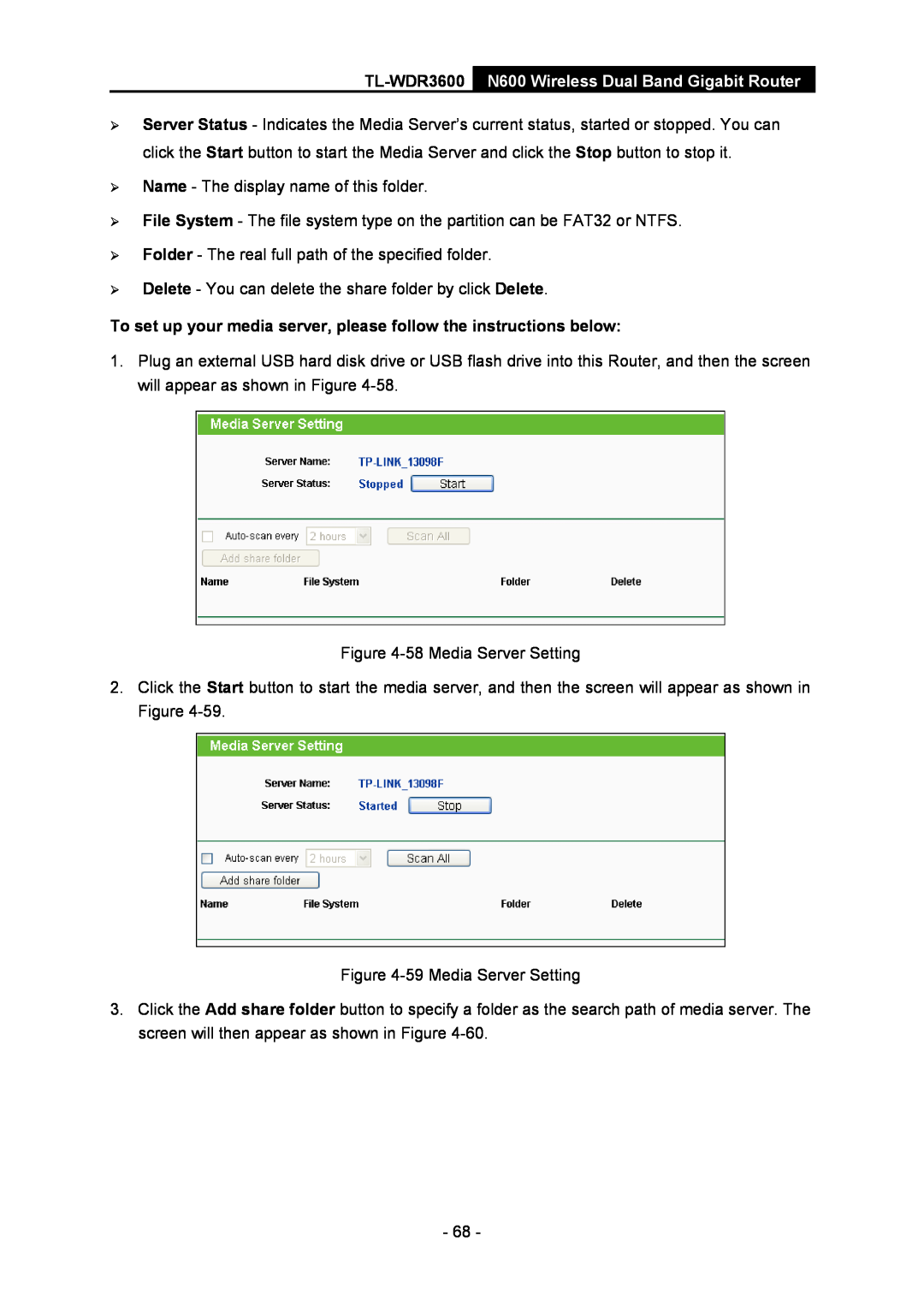 TP-Link TL-WDR3600 manual To set up your media server, please follow the instructions below 