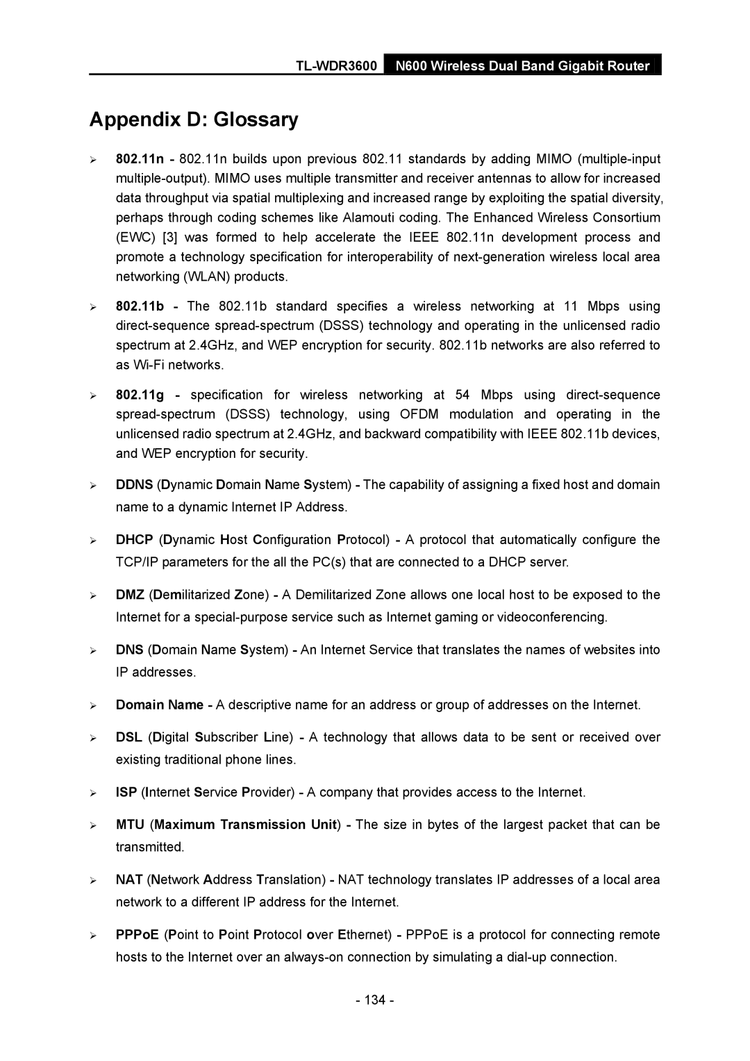 TP-Link TL-WDR3600 manual Appendix D Glossary 