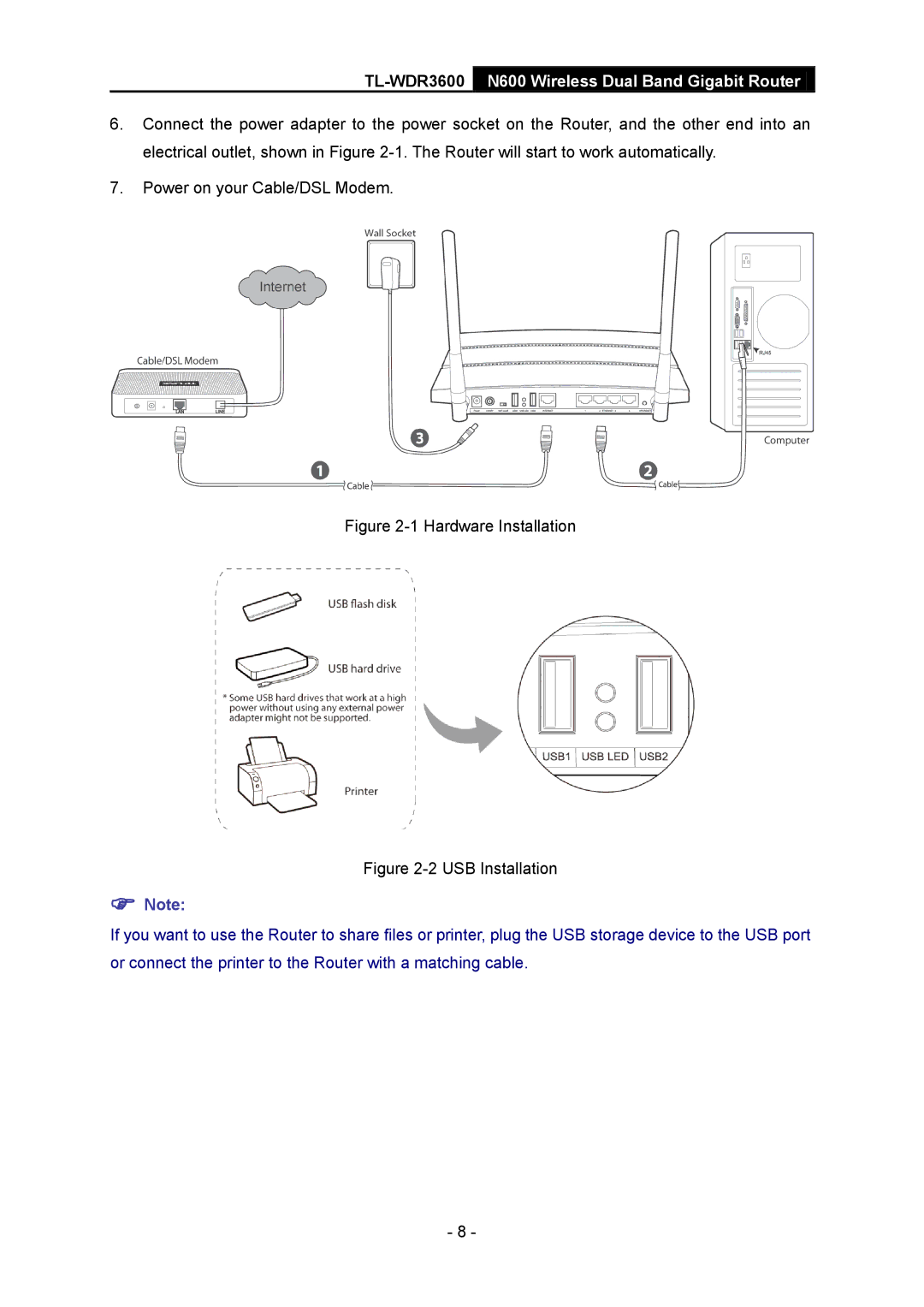 TP-Link TL-WDR3600 manual Hardware Installation 