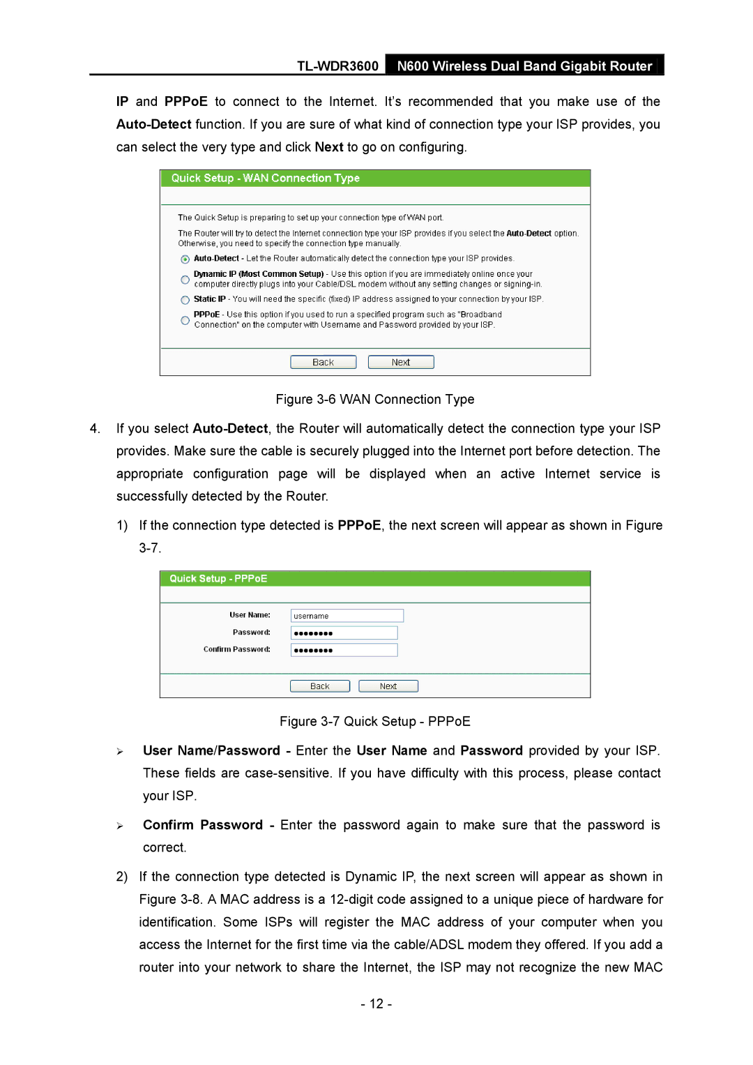 TP-Link TL-WDR3600 manual Quick Setup PPPoE 