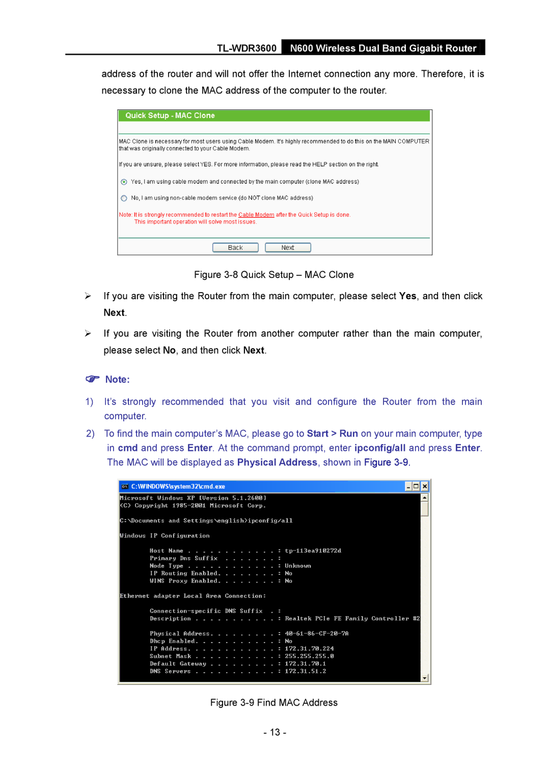 TP-Link TL-WDR3600 manual Find MAC Address 