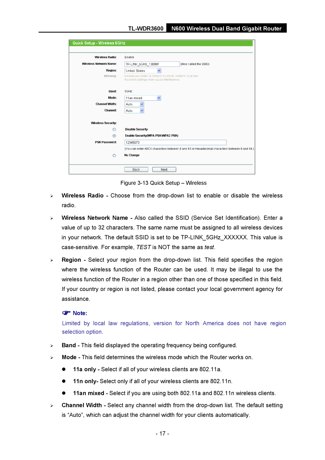 TP-Link TL-WDR3600 manual Quick Setup Wireless 