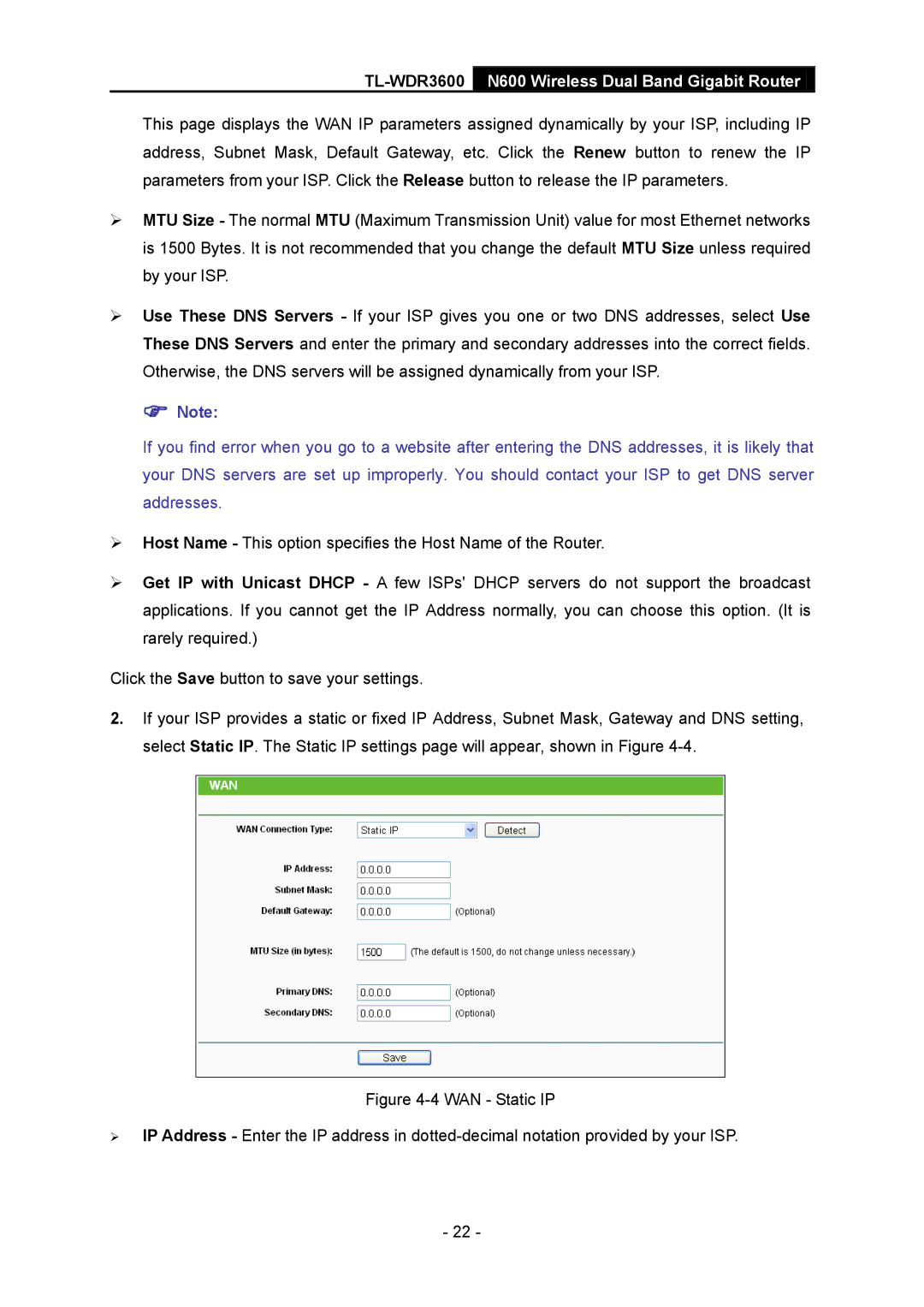 TP-Link TL-WDR3600 manual  Note 