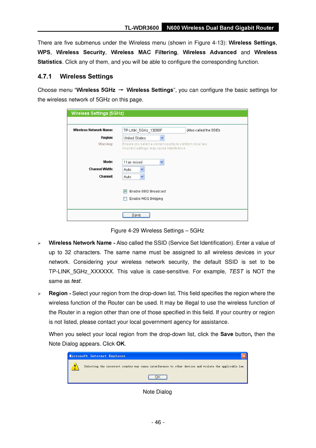 TP-Link TL-WDR3600 manual Wireless Settings 