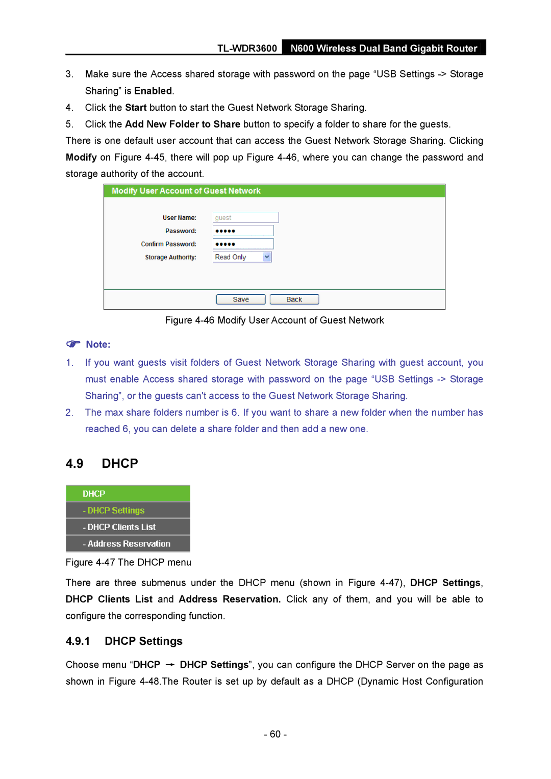 TP-Link TL-WDR3600 manual Dhcp Settings 