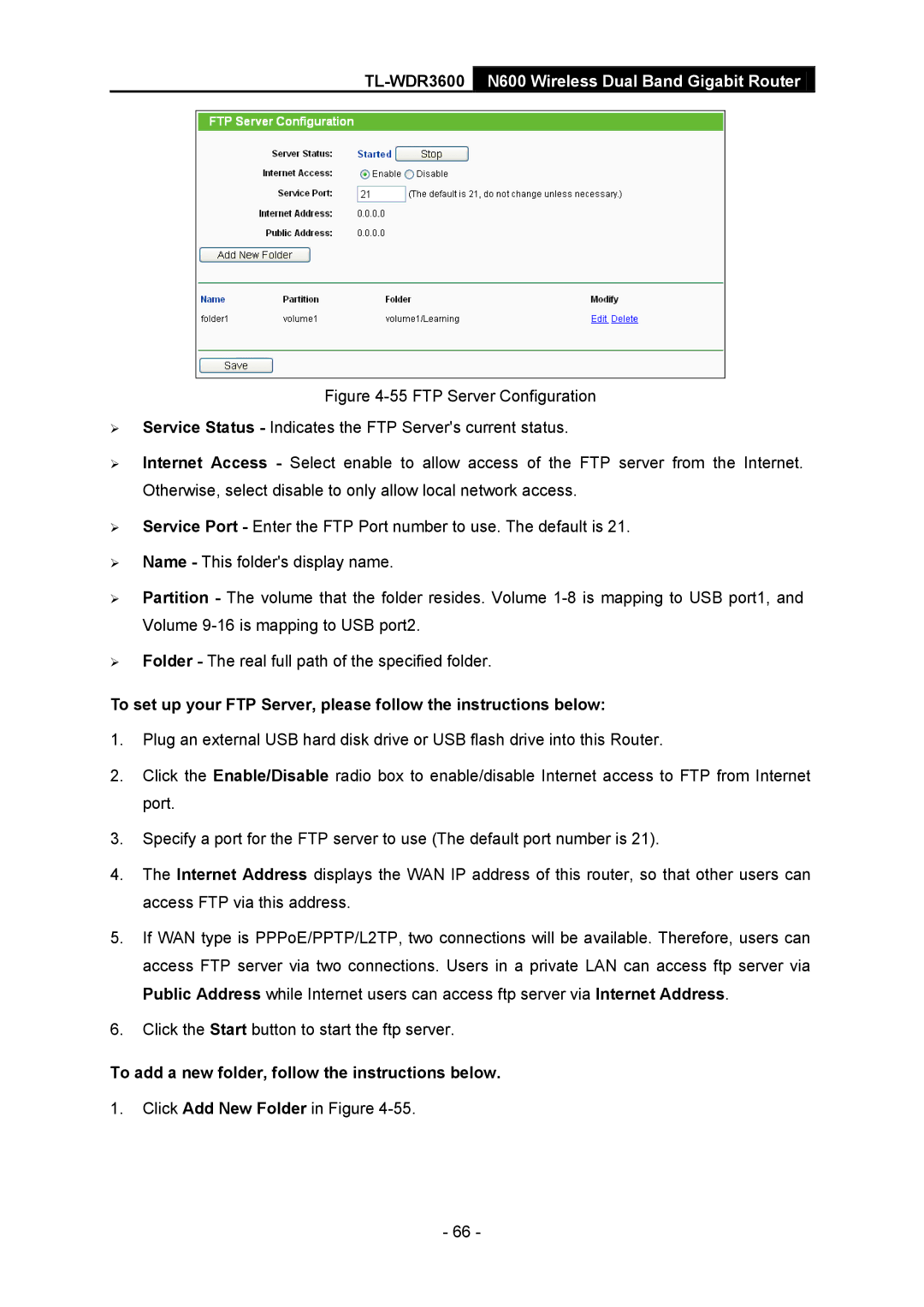 TP-Link TL-WDR3600 manual To add a new folder, follow the instructions below 