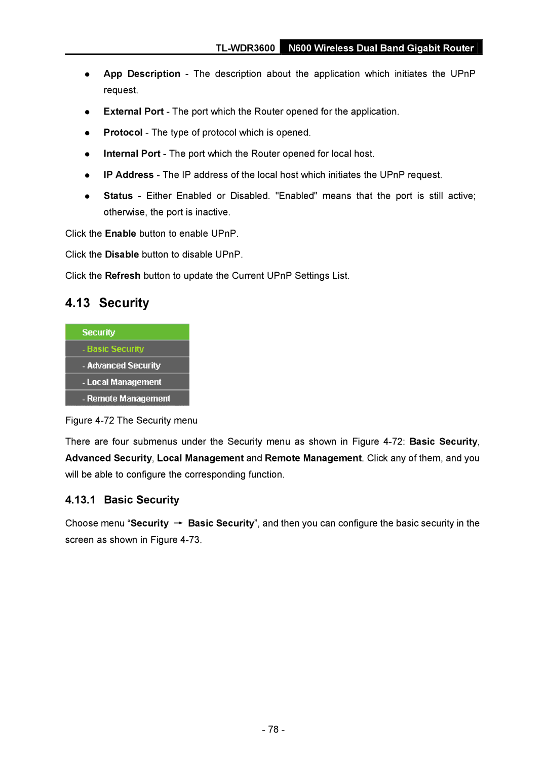 TP-Link TL-WDR3600 manual Basic Security 