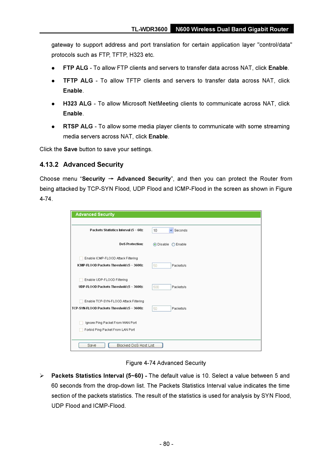 TP-Link TL-WDR3600 manual Advanced Security 