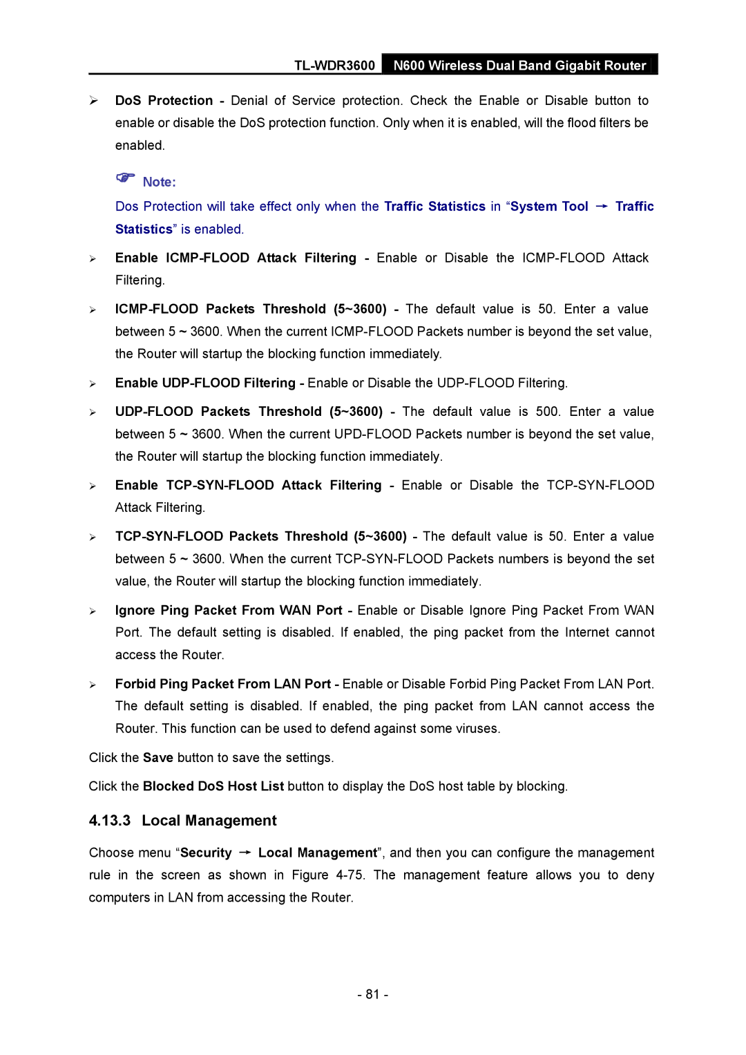 TP-Link TL-WDR3600 manual Local Management 