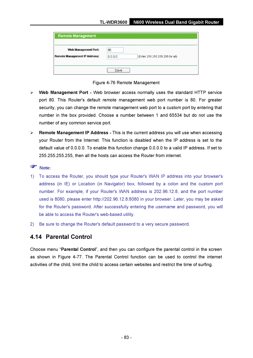 TP-Link TL-WDR3600 manual Parental Control 