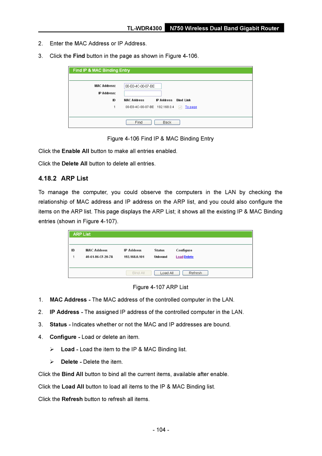 TP-Link TL-WDR4300 manual ARP List 