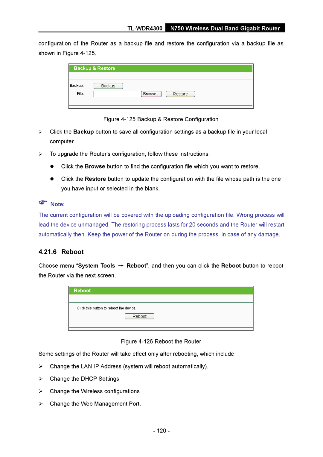 TP-Link TL-WDR4300 manual Reboot 