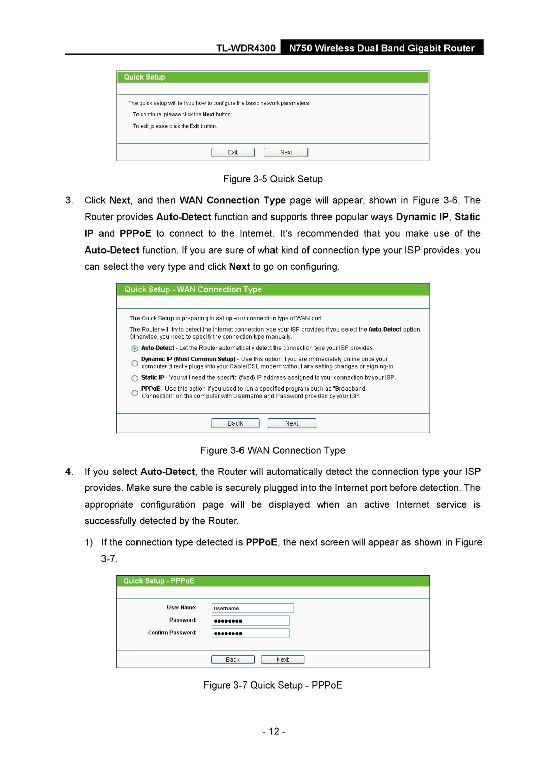 TP-Link TL-WDR4300 manual Quick Setup PPPoE 