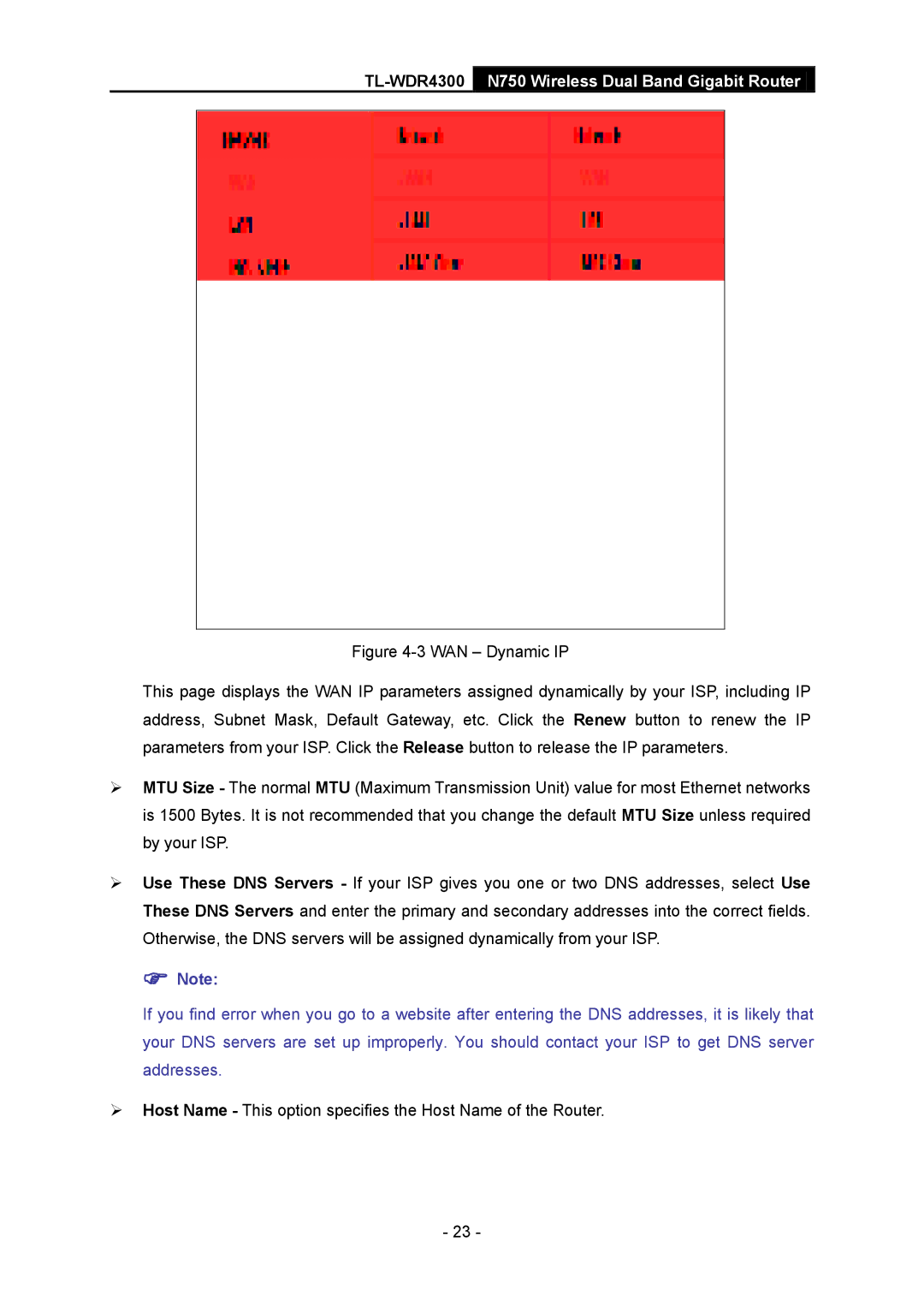 TP-Link TL-WDR4300 manual  Note 