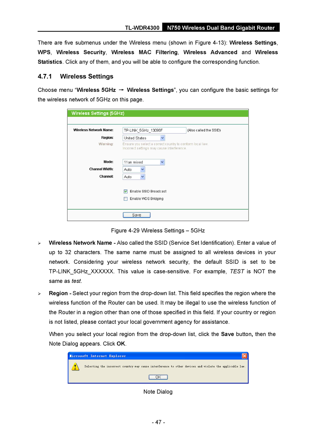 TP-Link TL-WDR4300 manual Wireless Settings 