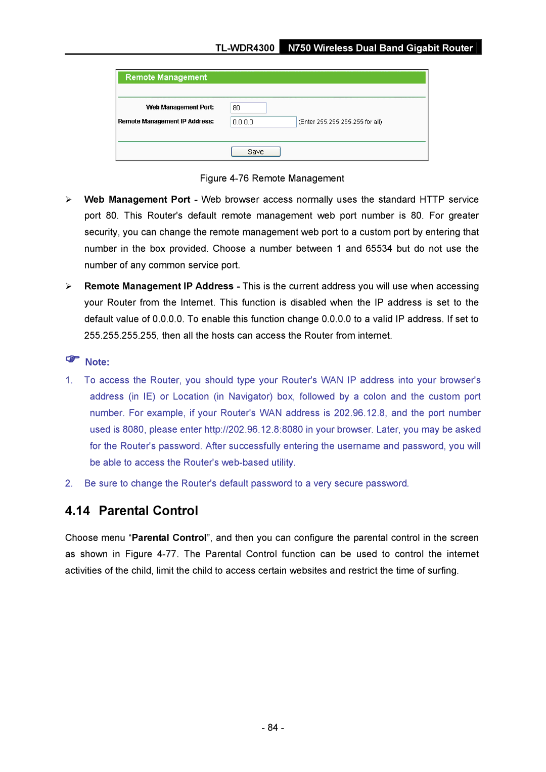 TP-Link TL-WDR4300 manual Parental Control 