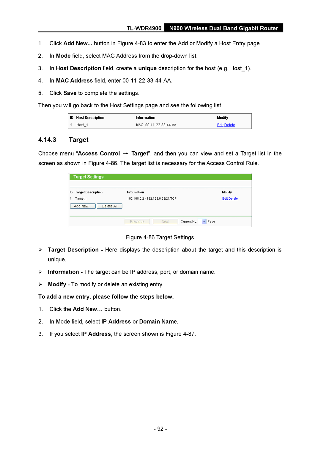 TP-Link TL-WDR4900 manual Target 