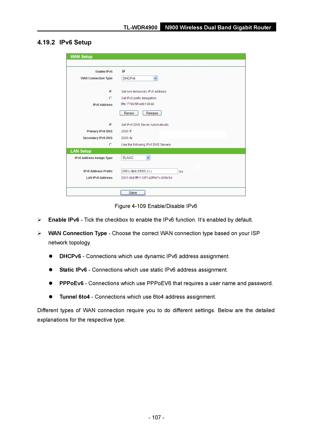 TP-Link TL-WDR4900 manual 19.2 IPv6 Setup 