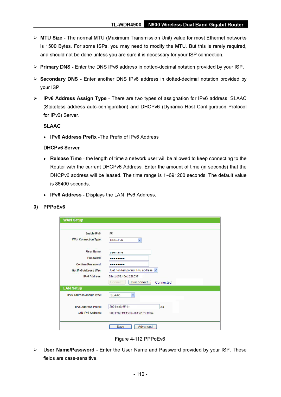 TP-Link TL-WDR4900 manual PPPoEv6 