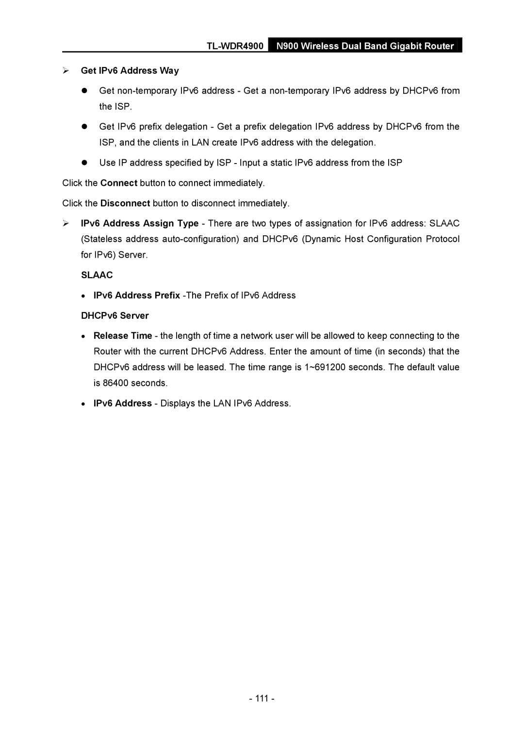 TP-Link TL-WDR4900 manual  Get IPv6 Address Way 