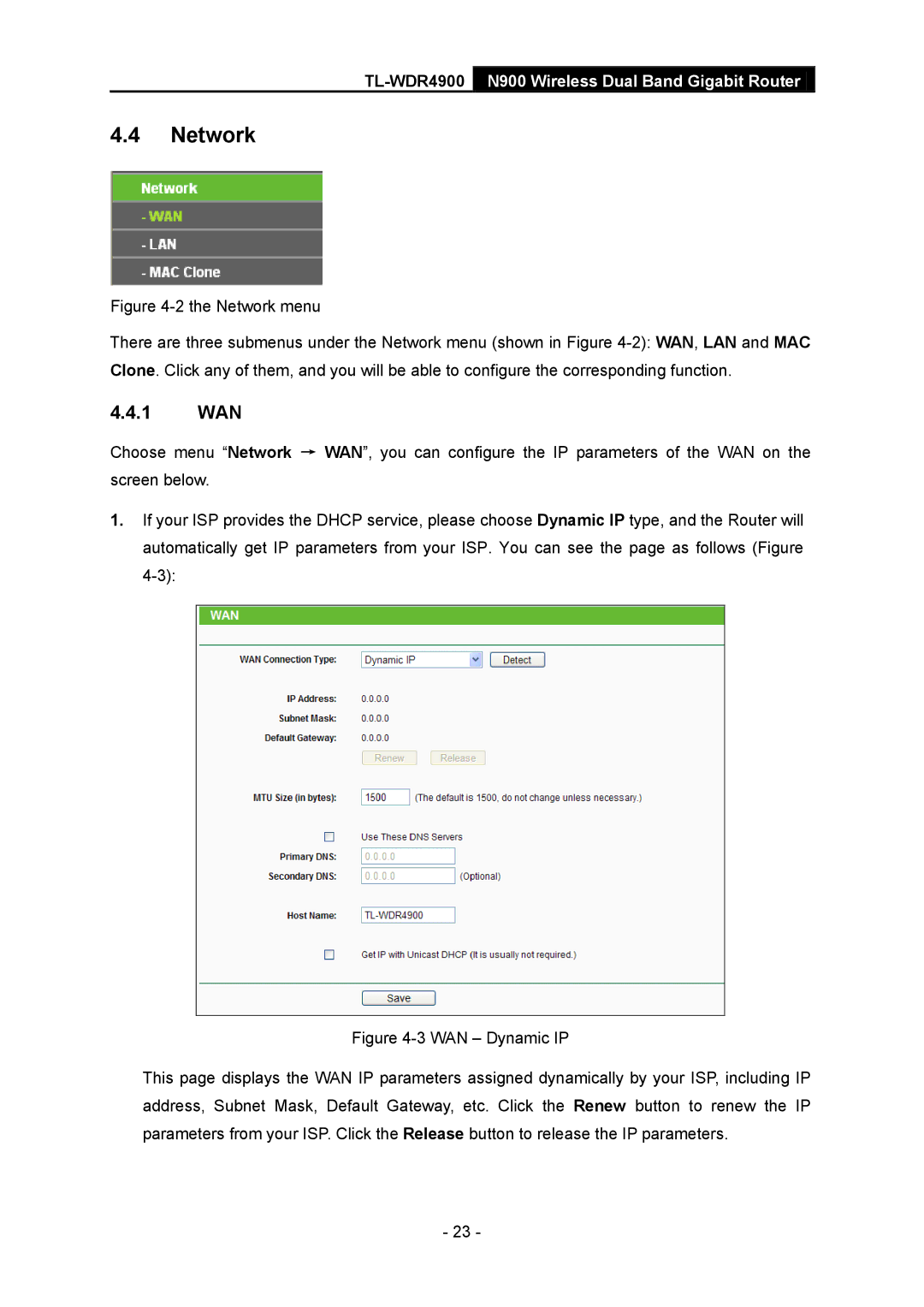 TP-Link TL-WDR4900 manual Network, 1 WAN 