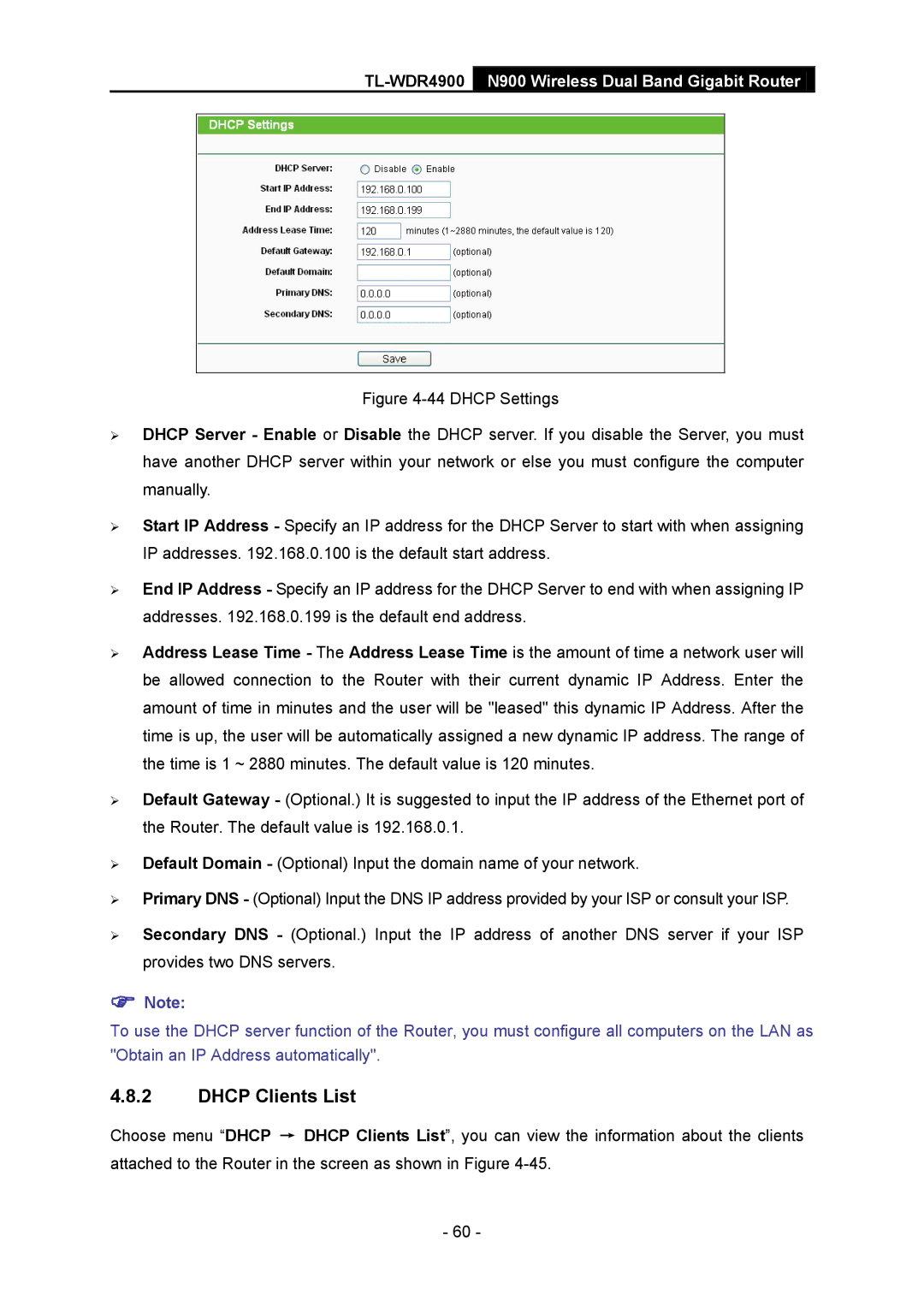 TP-Link TL-WDR4900 manual Dhcp Clients List 