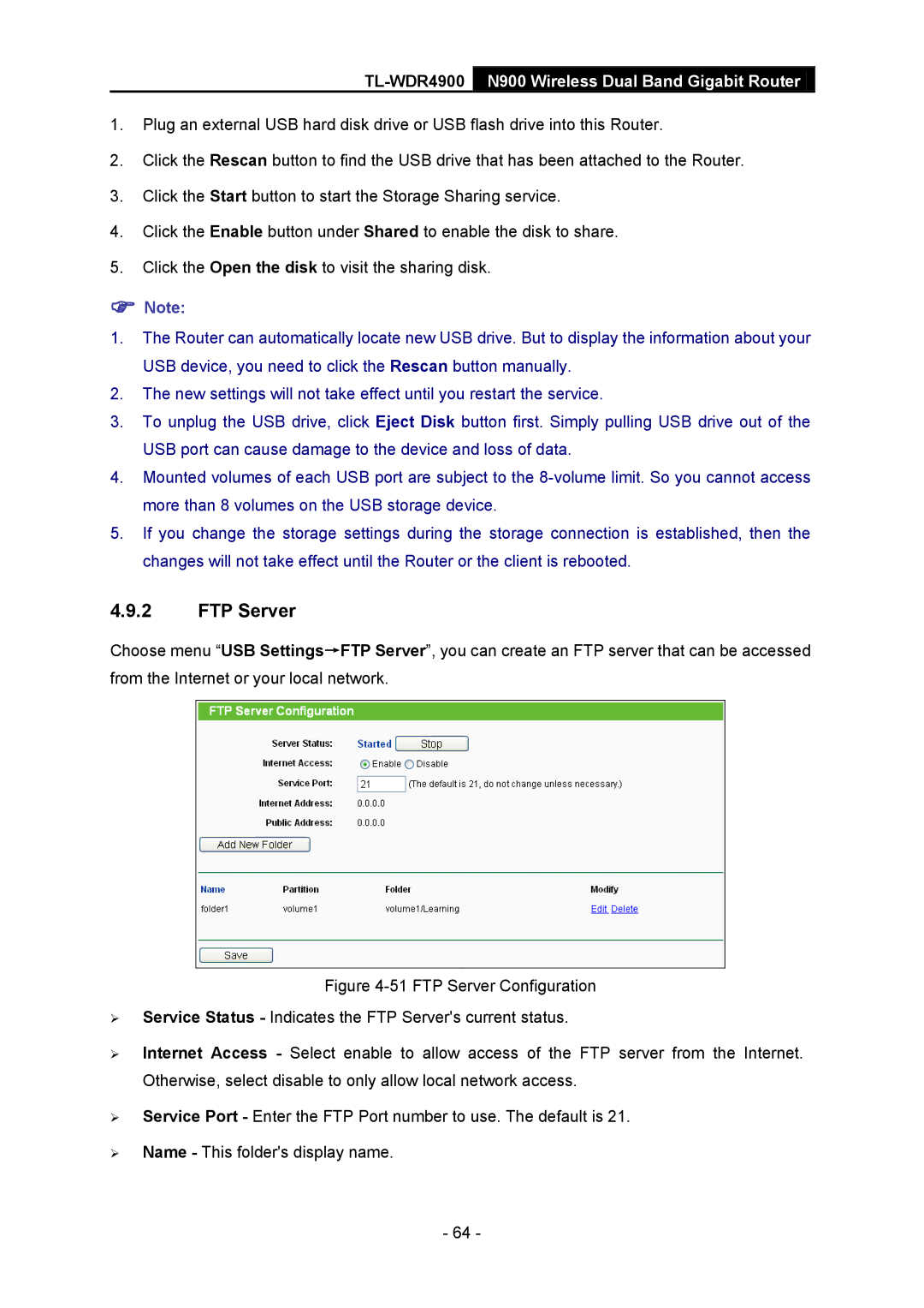 TP-Link TL-WDR4900 manual FTP Server 