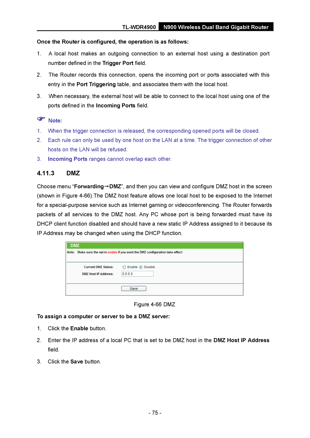 TP-Link TL-WDR4900 manual 11.3 DMZ, Once the Router is configured, the operation is as follows 