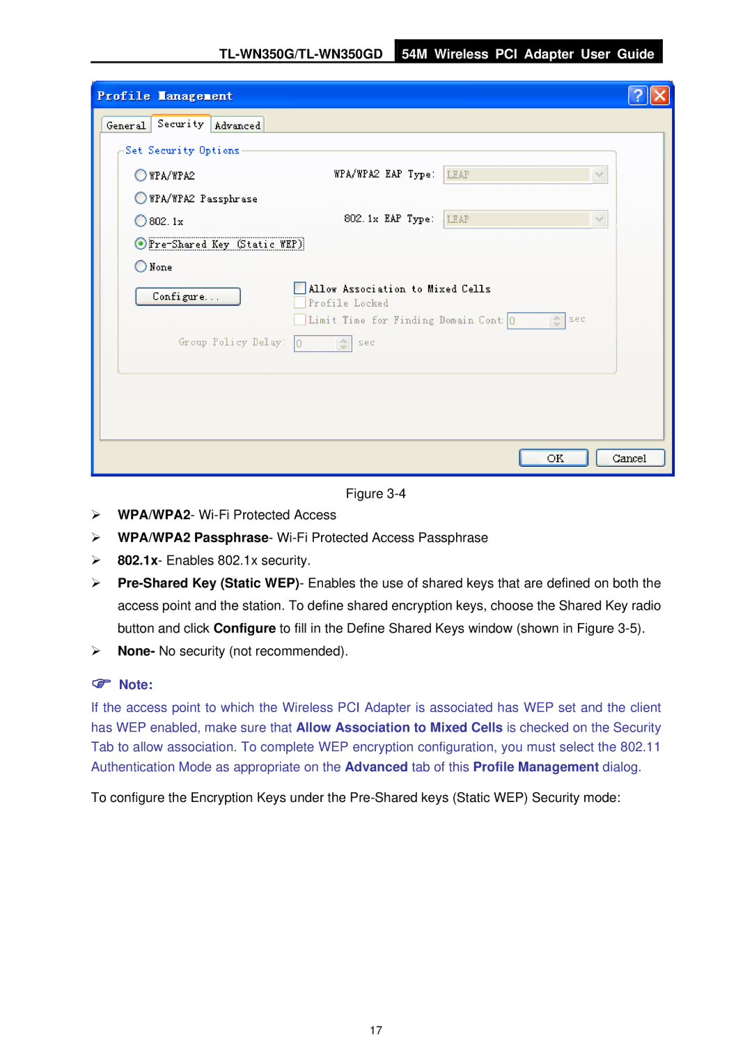 TP-Link TL-WN350GD manual ¾ None- No security not recommended 