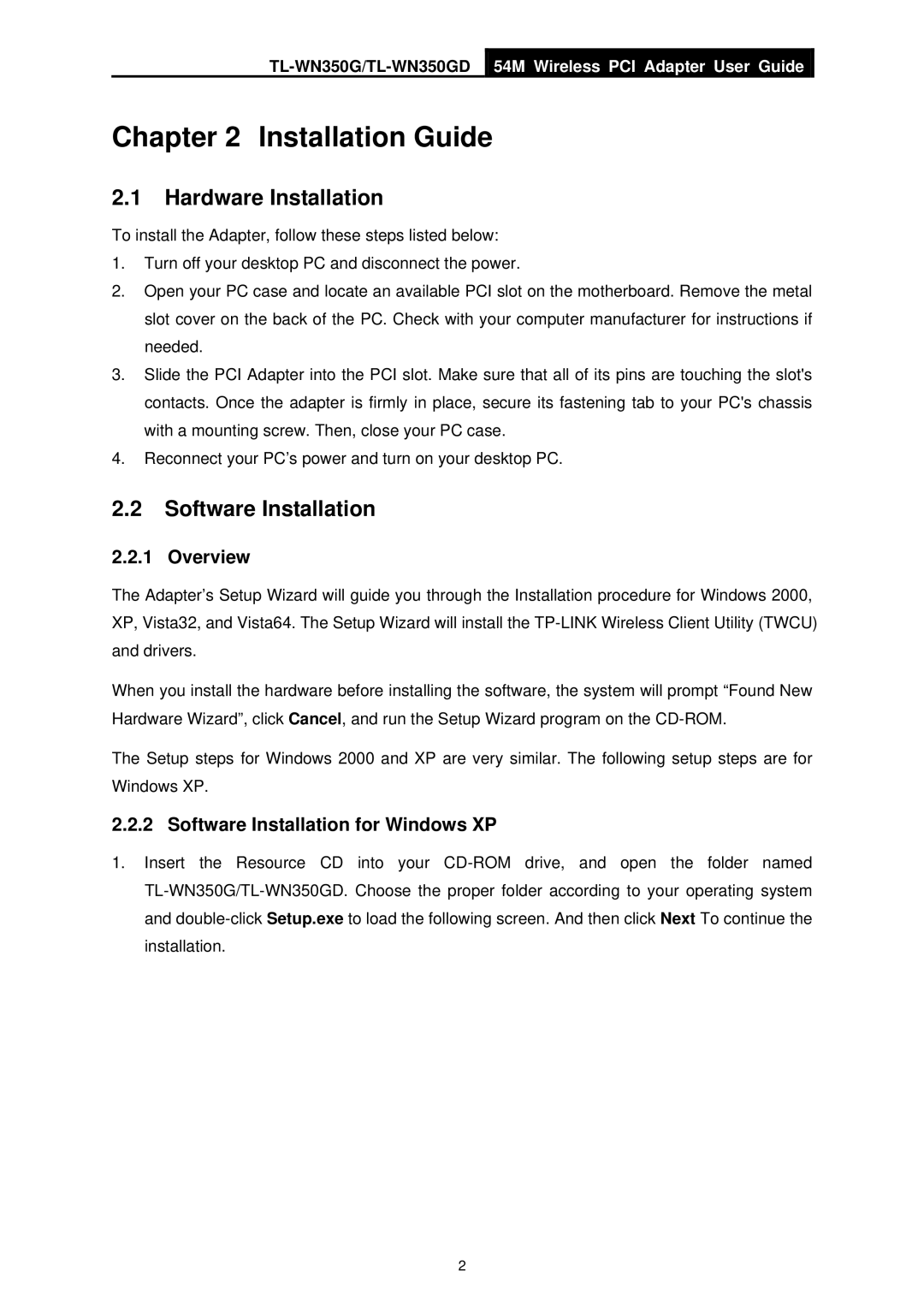 TP-Link TL-WN350GD manual Installation Guide, Hardware Installation, Software Installation, Overview 