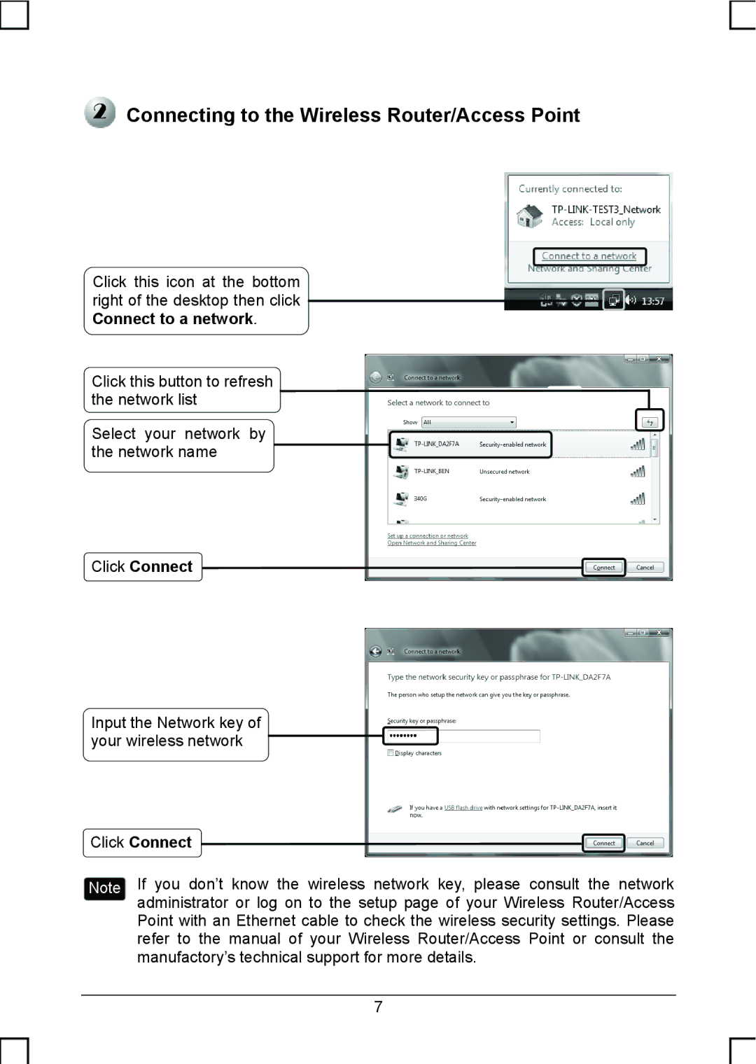 TP-Link TL-WN422G manual Connect to a network, Click Connect 