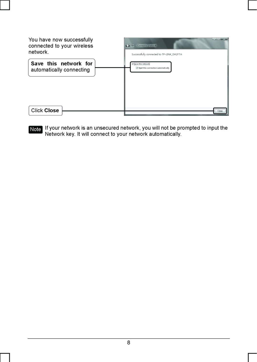 TP-Link TL-WN422G manual Save this network for automatically connecting 