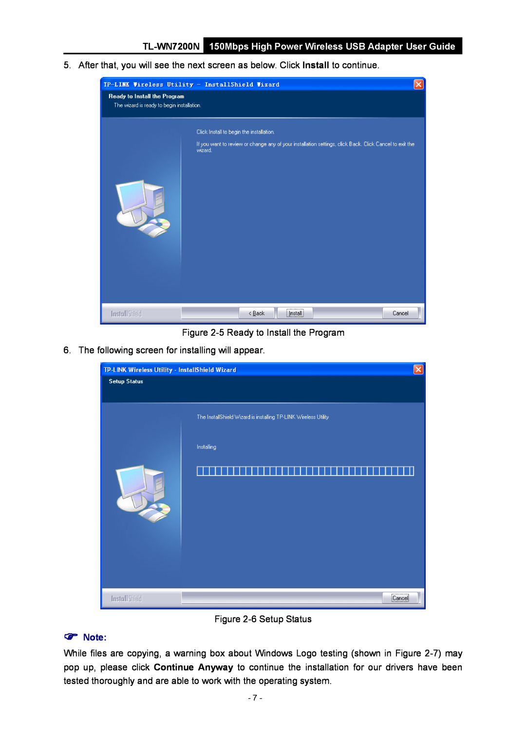 TP-Link manual TL-WN7200N 150Mbps High Power Wireless USB Adapter User Guide, 5 Ready to Install the Program 