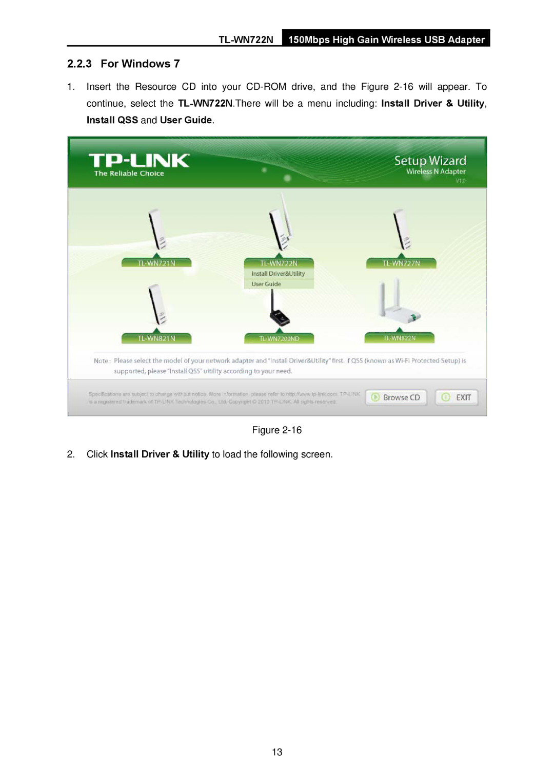 TP-Link TL-WN722N manual For Windows 