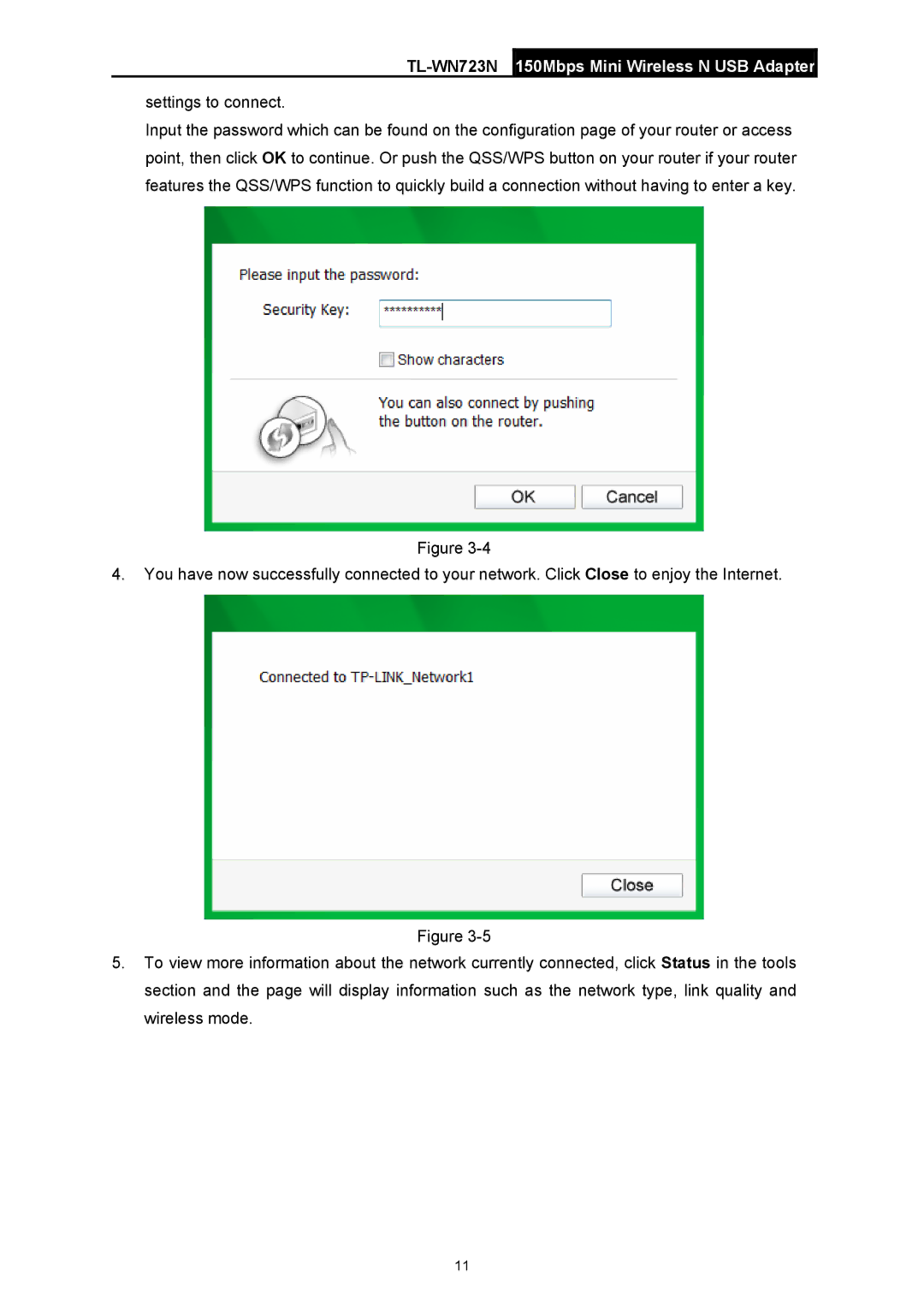 TP-Link TL-WN723N manual Settings to connect 