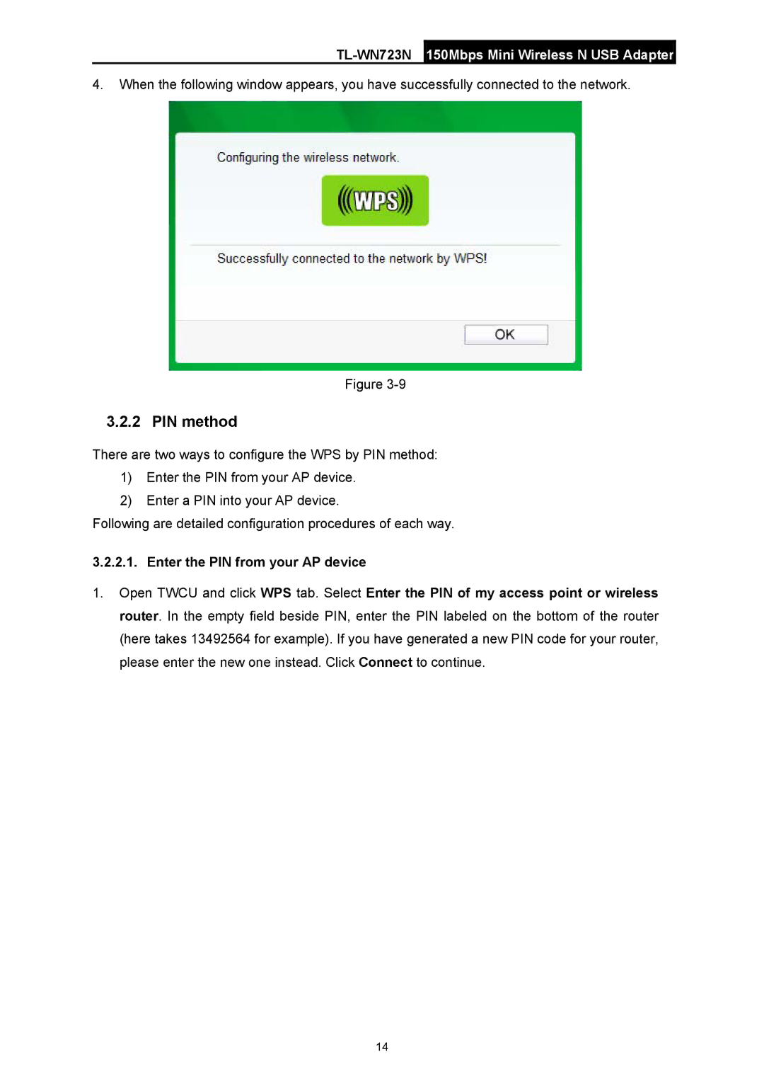 TP-Link TL-WN723N manual PIN method 