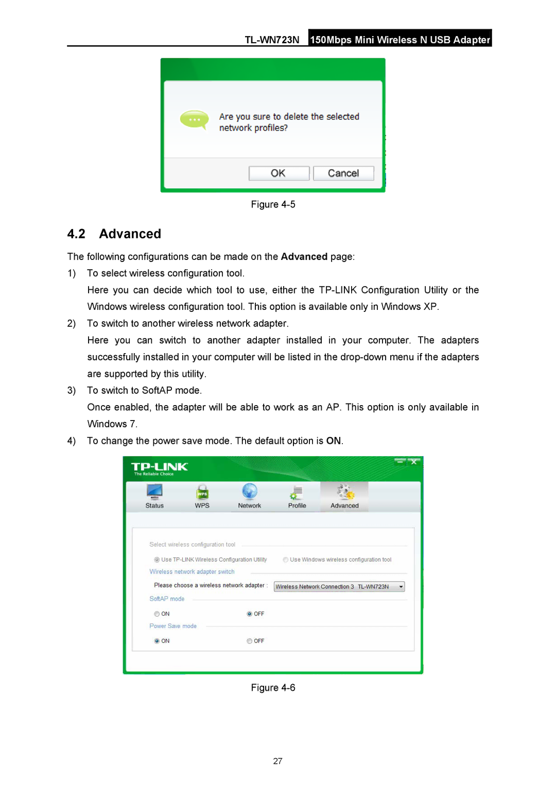 TP-Link TL-WN723N manual Advanced 