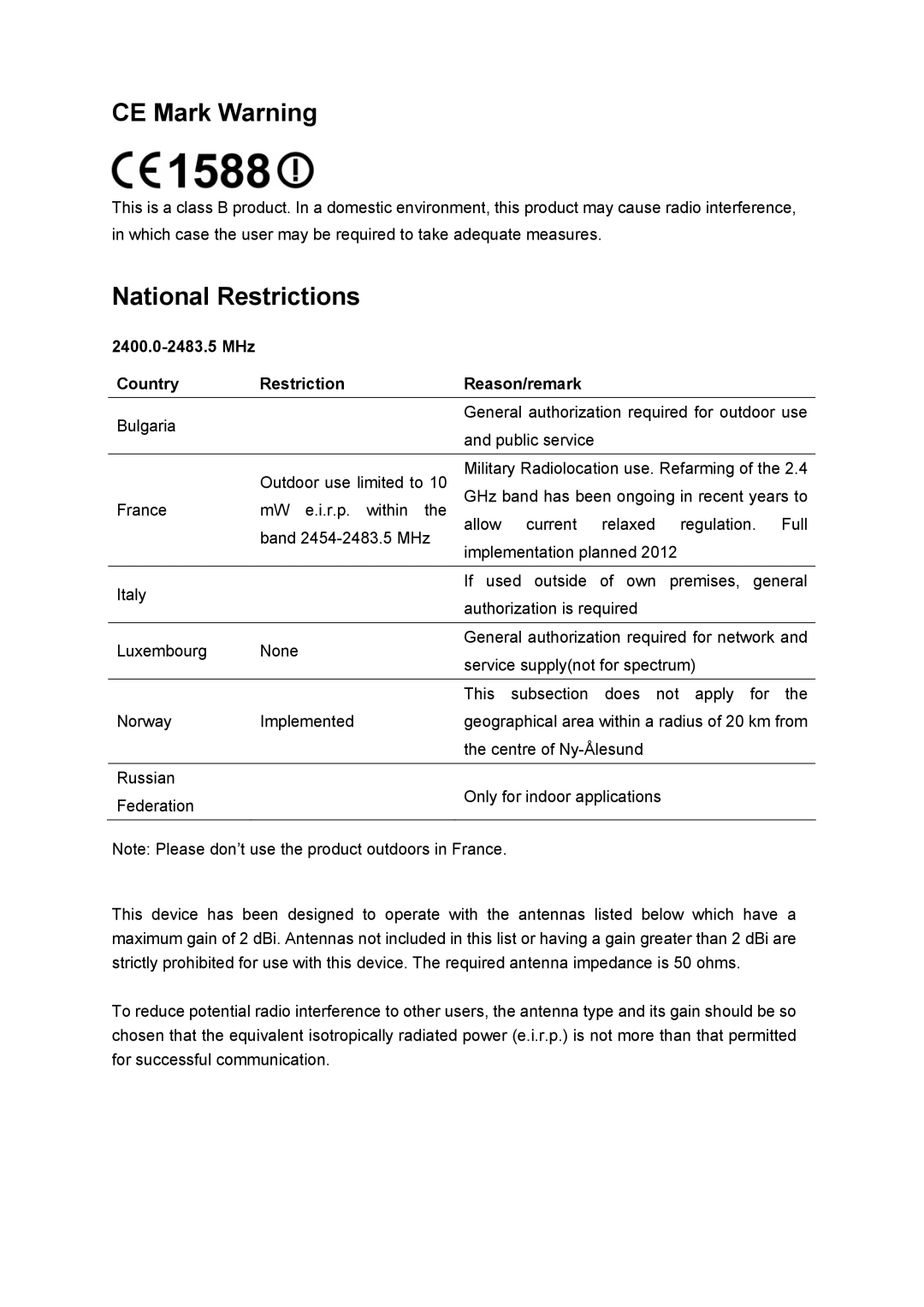 TP-Link TL-WN723N manual CE Mark Warning 