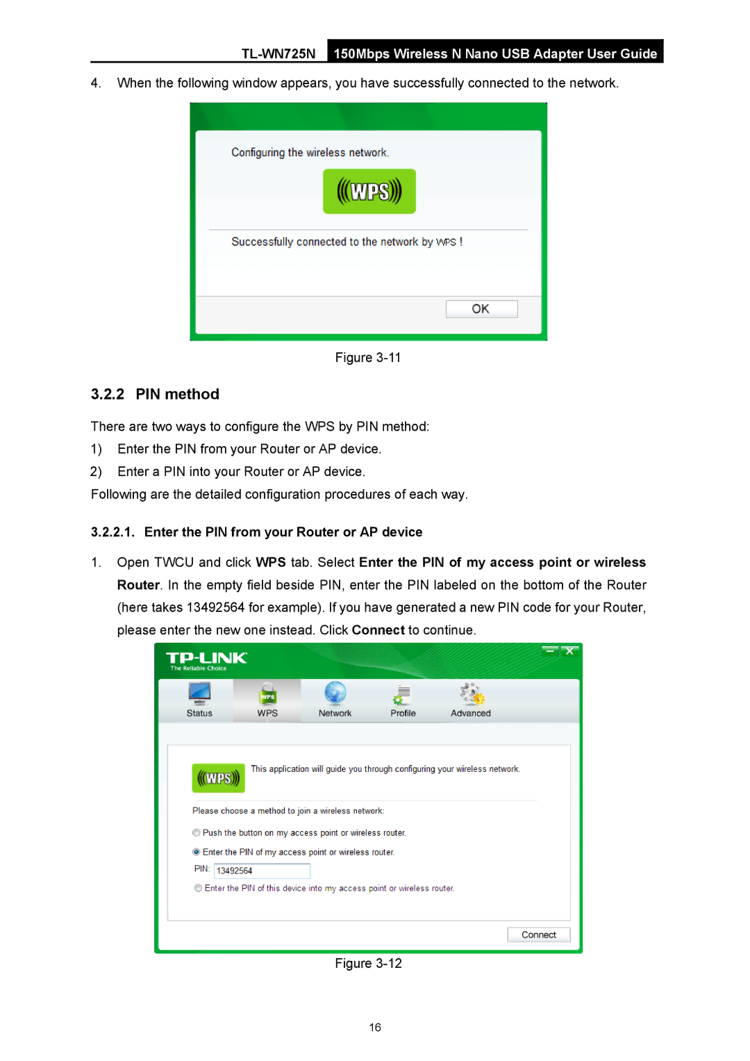 TP-Link TL-WN725N manual PIN method 