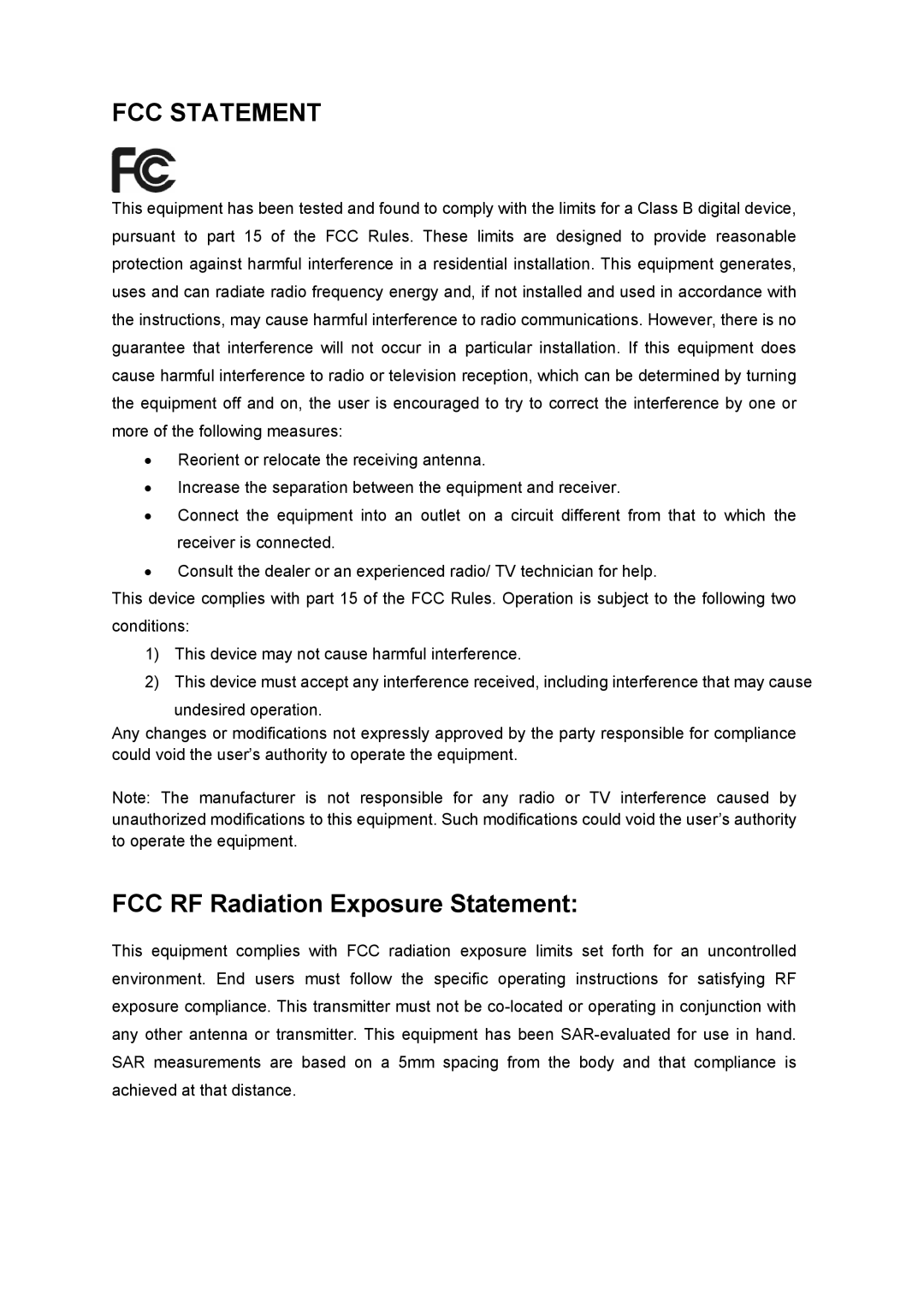 TP-Link TL-WN725N manual FCC Statement 