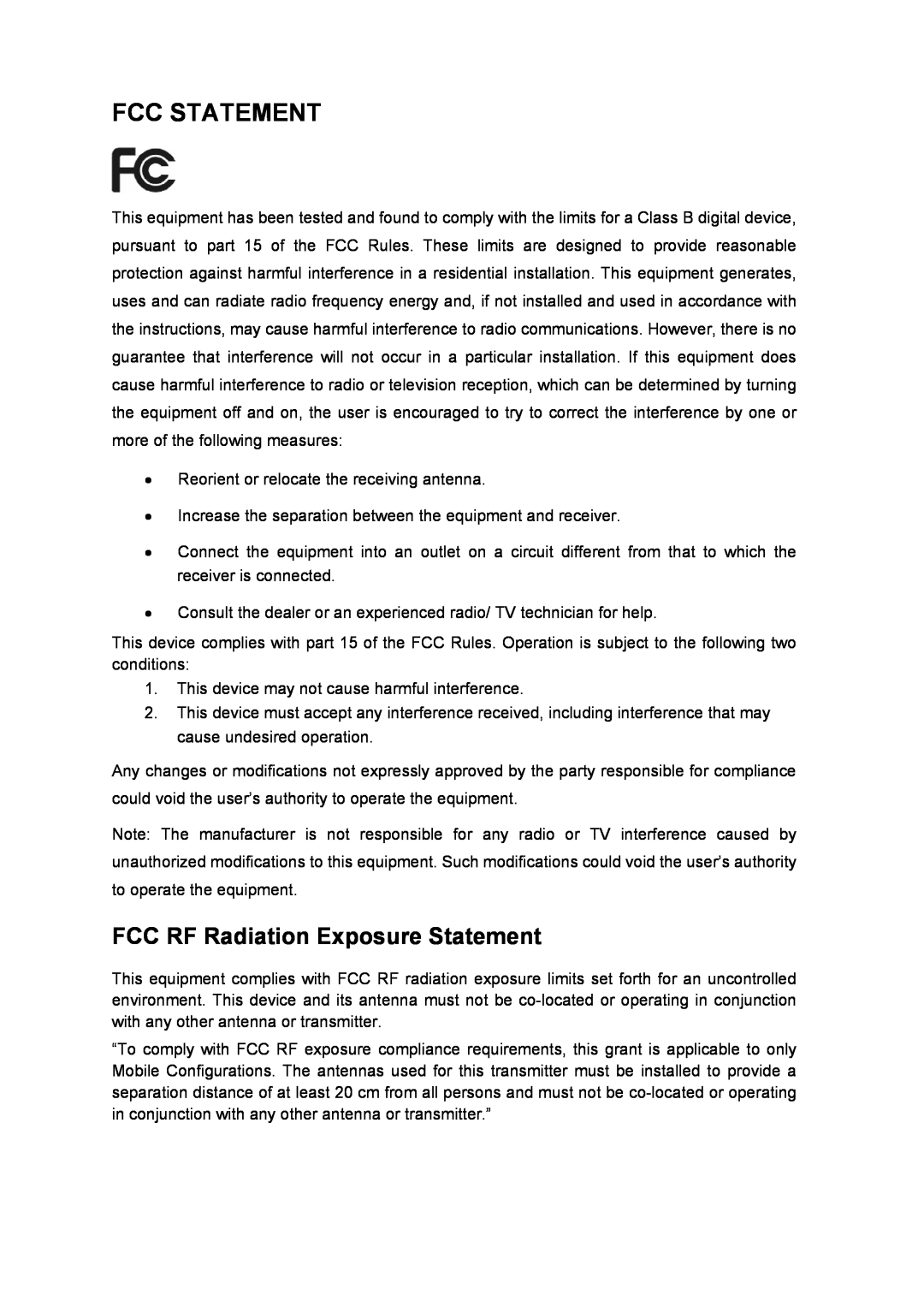 TP-Link TL-WN727N manual Fcc Statement, FCC RF Radiation Exposure Statement 