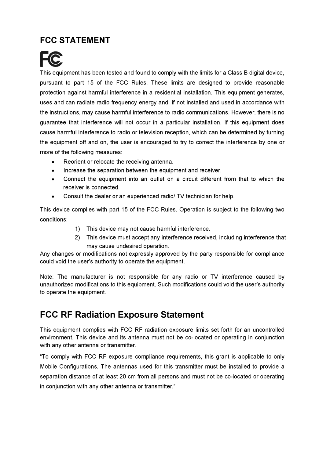 TP-Link TTL-WN751N manual FCC RF Radiation Exposure Statement 