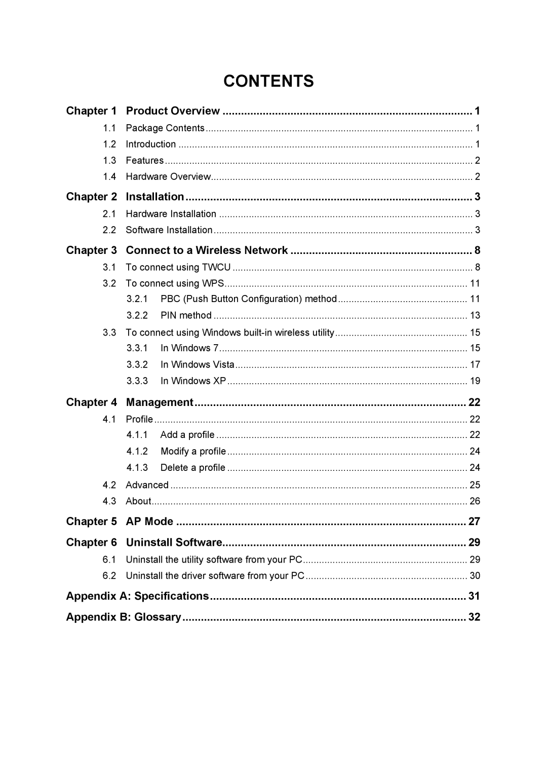 TP-Link TTL-WN751N manual Contents 