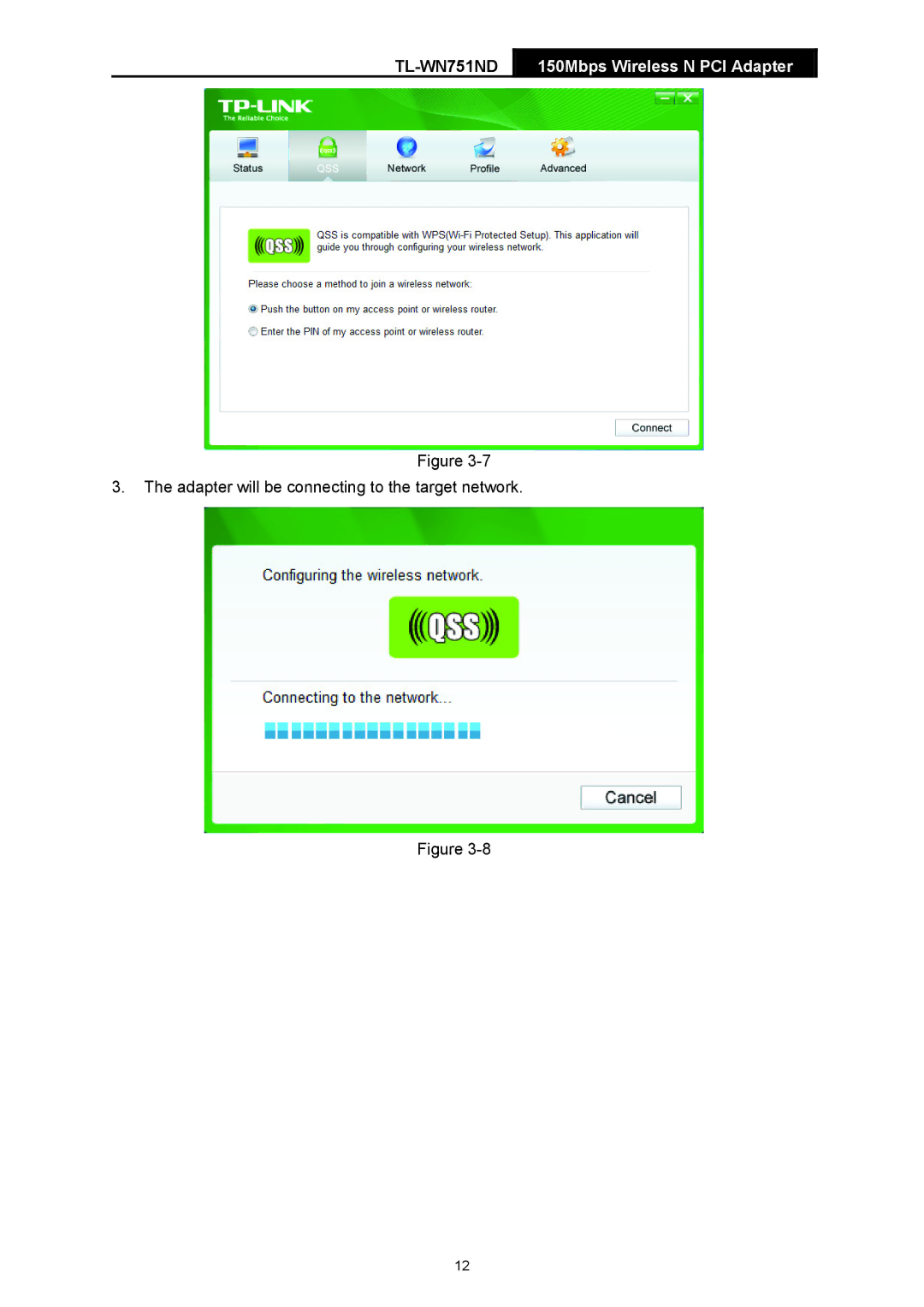 TP-Link TL-WN751ND manual Adapter will be connecting to the target network 