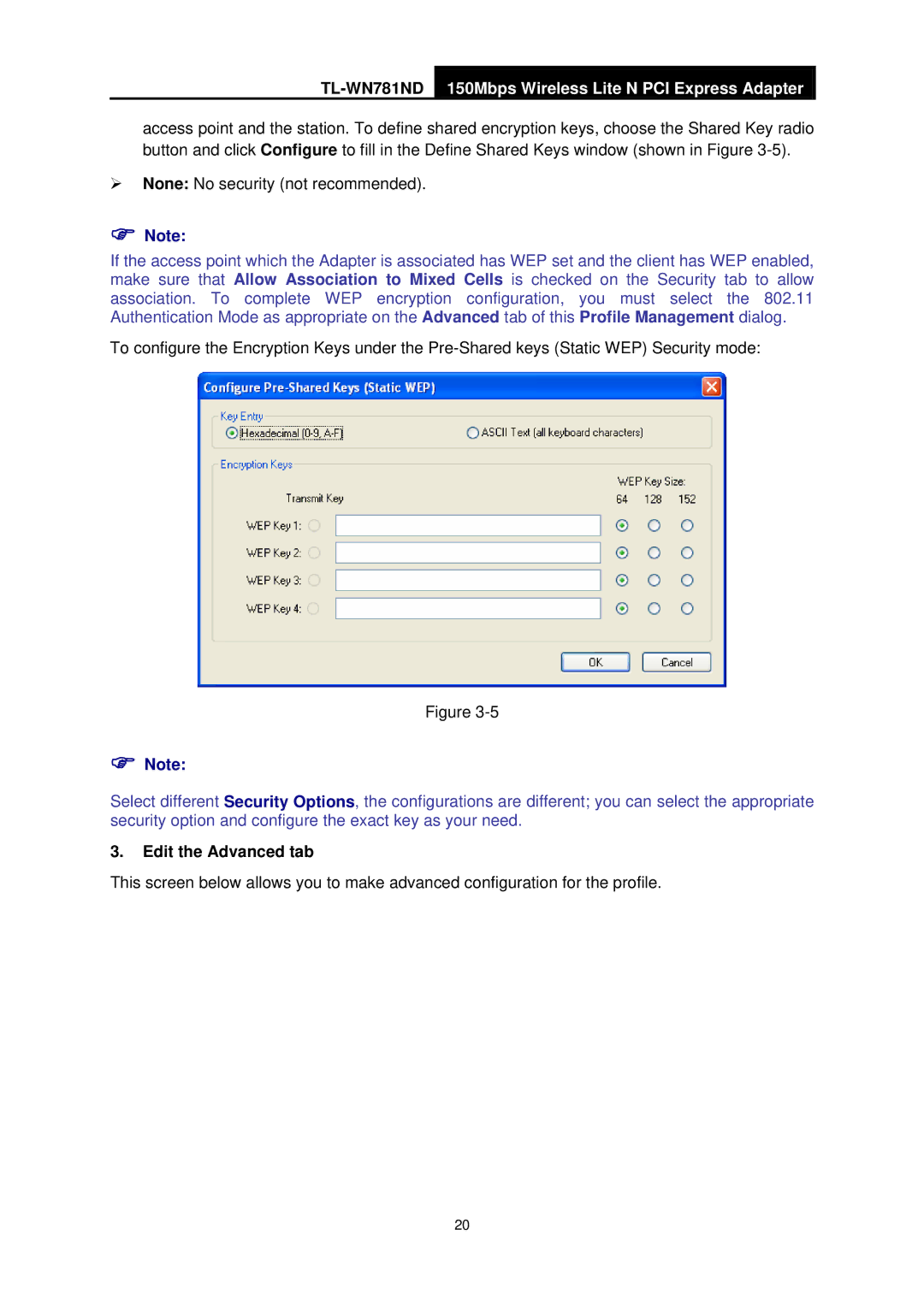 TP-Link TL-WN781ND manual Edit the Advanced tab 