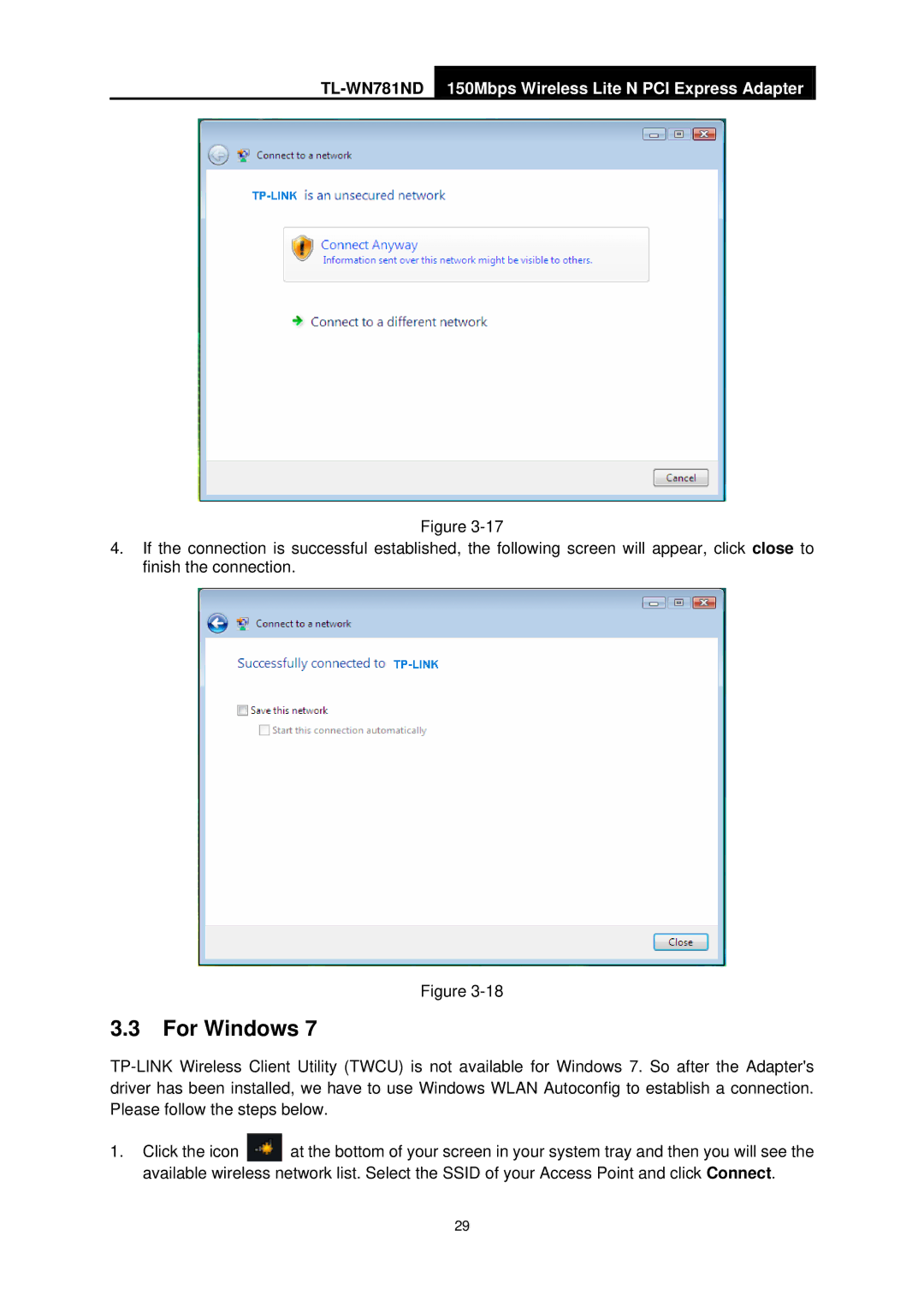 TP-Link TL-WN781ND manual For Windows 