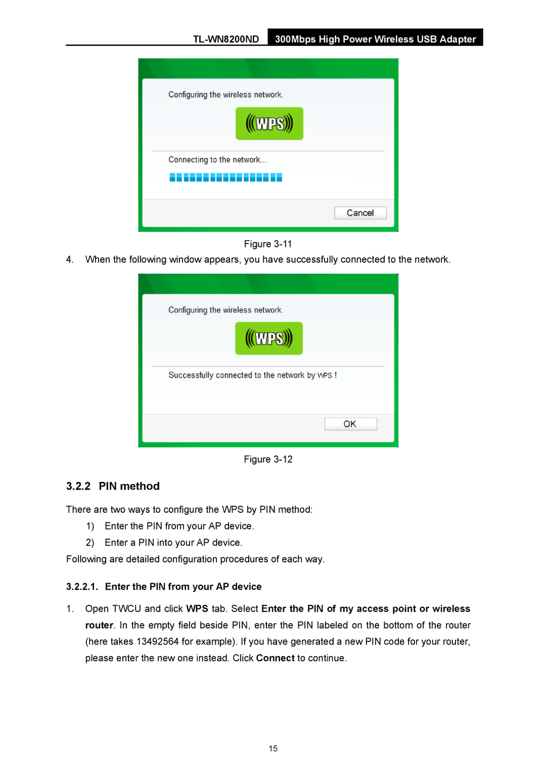 TP-Link TL-WN8200ND manual PIN method 