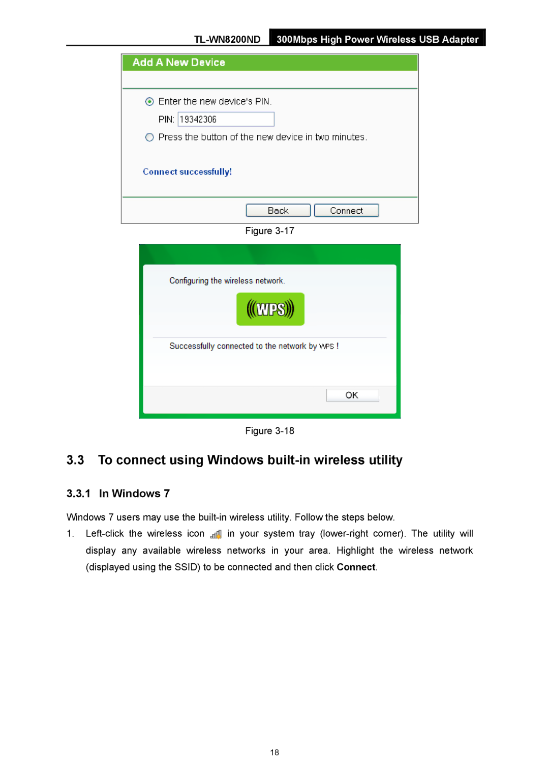 TP-Link TL-WN8200ND manual To connect using Windows built-in wireless utility 