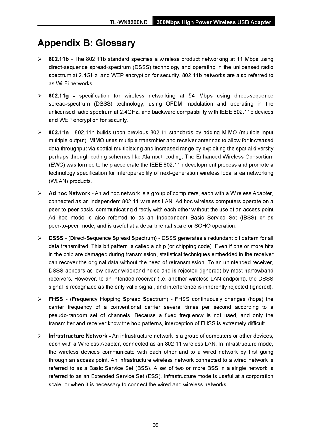 TP-Link TL-WN8200ND manual Appendix B Glossary 