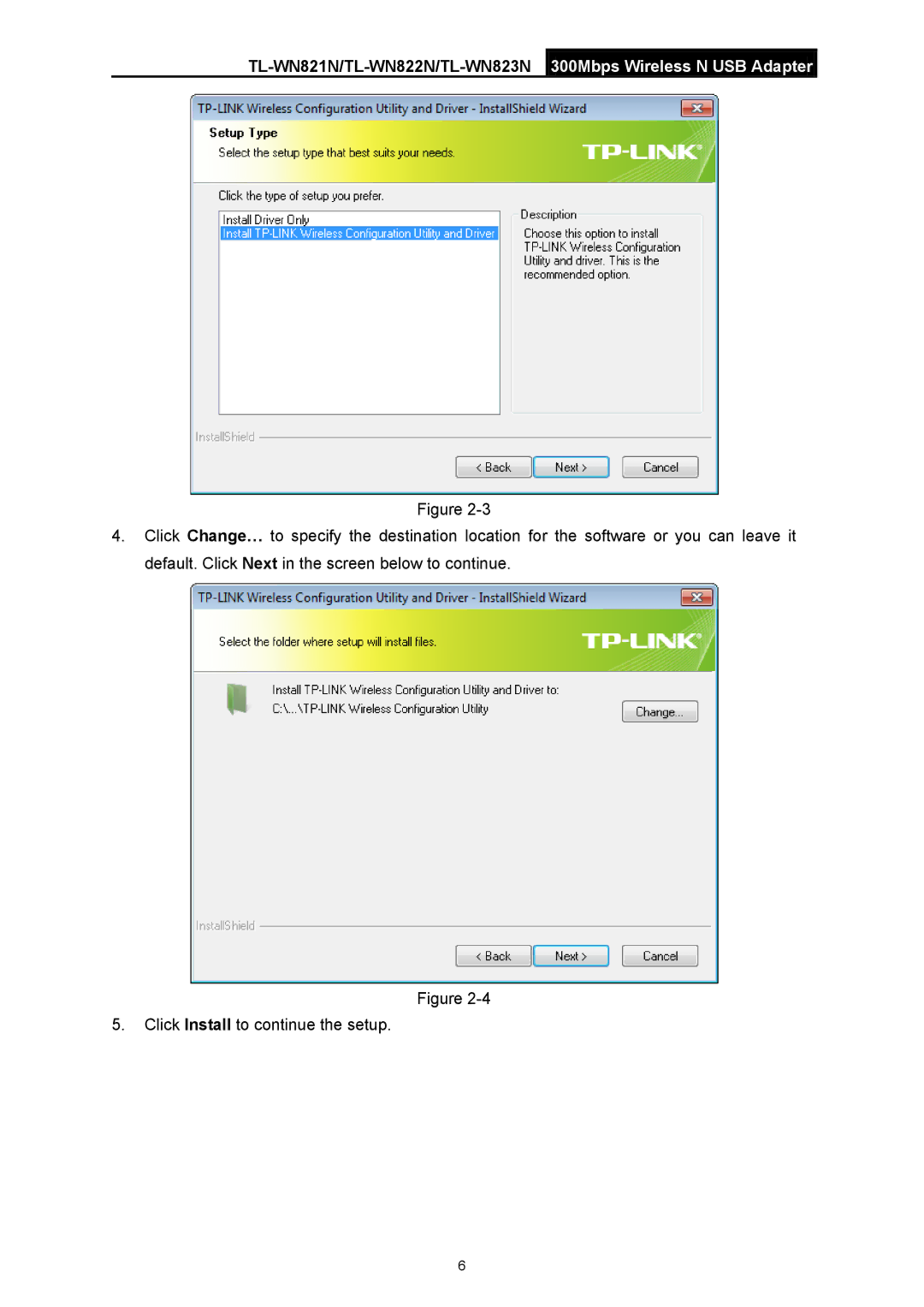 TP-Link manual TL-WN821N/TL-WN822N/TL-WN823N 300Mbps Wireless N USB Adapter 